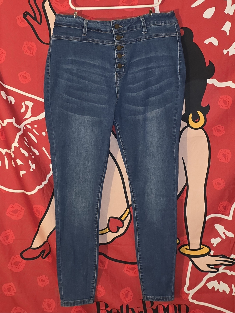 SXY High-Waist Cat Whisker Button Fly Skinny Jeans - Picture 3 of 5